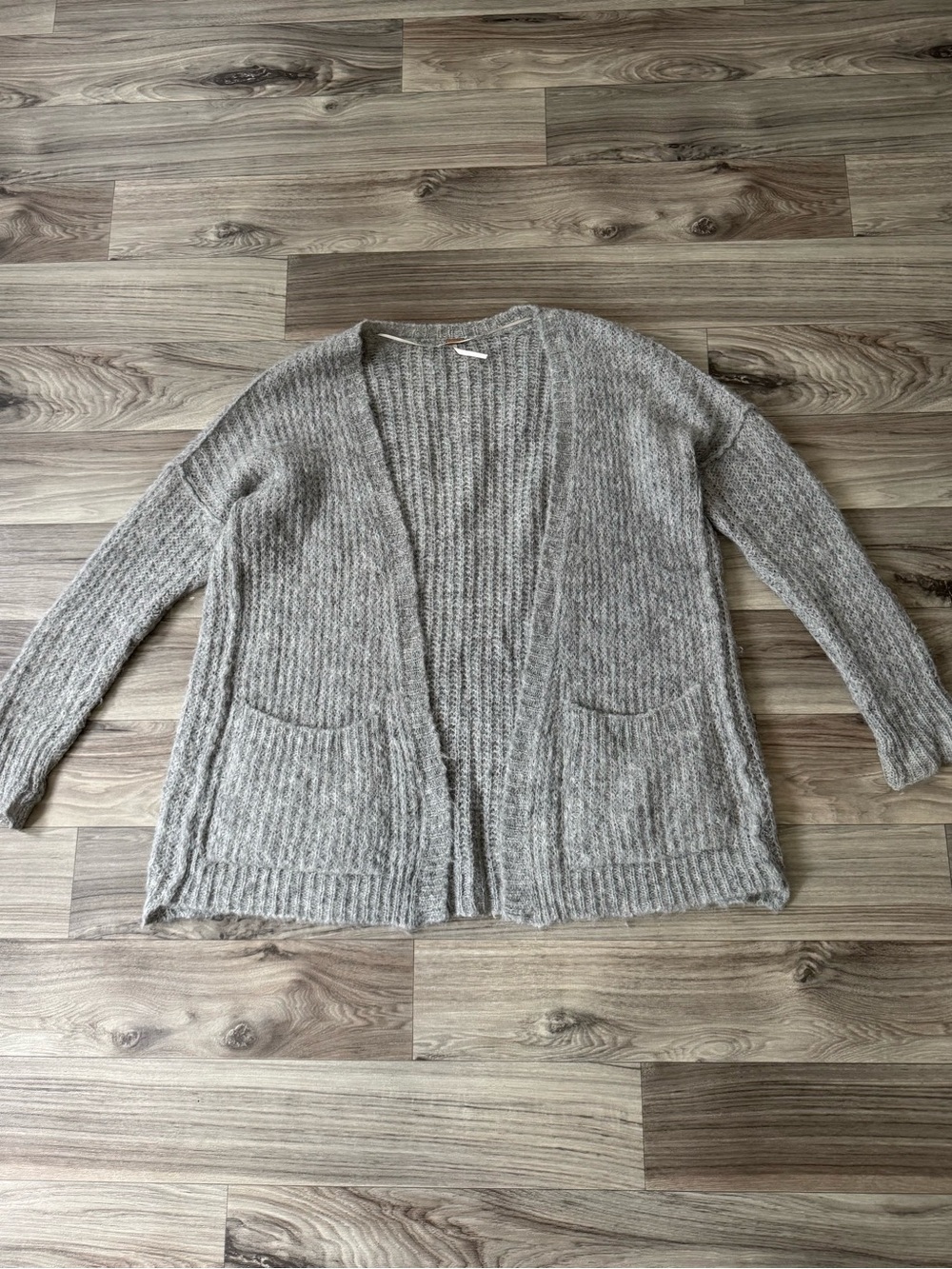 Free People Weekend Getaway Alpaca Oversized Gray Open Cardigan Size Extra Small